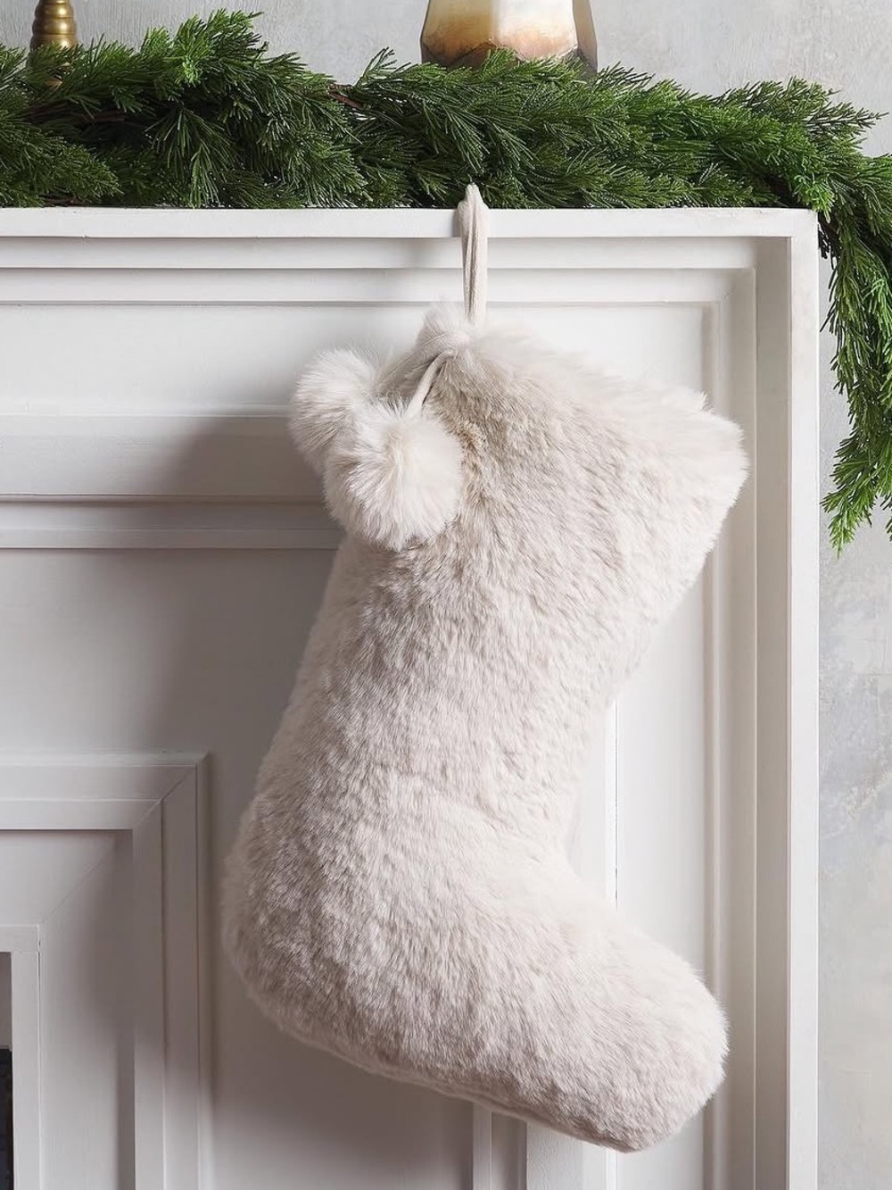 Arhaus Fluffy Faux Fur Christmas Stocking NWOT